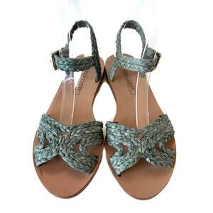 Ralph Lauren Purple Label Maralyn Raffia Ankle Strap Sandal Size 7B